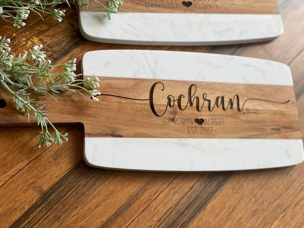 Marble and Wood Engraved Cutting Board