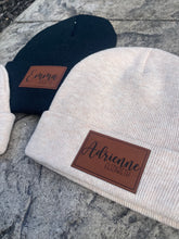 Load image into Gallery viewer, Kids Beanies with Leather Engraved Name Patch
