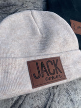 Load image into Gallery viewer, Kids Beanies with Leather Engraved Name Patch
