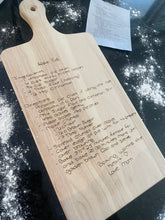 Load image into Gallery viewer, Handwritten Engraved Recipe Board
