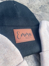 Load image into Gallery viewer, Kids Beanies with Leather Engraved Name Patch
