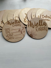 Load image into Gallery viewer, Floral Engraved Birth Announcement
