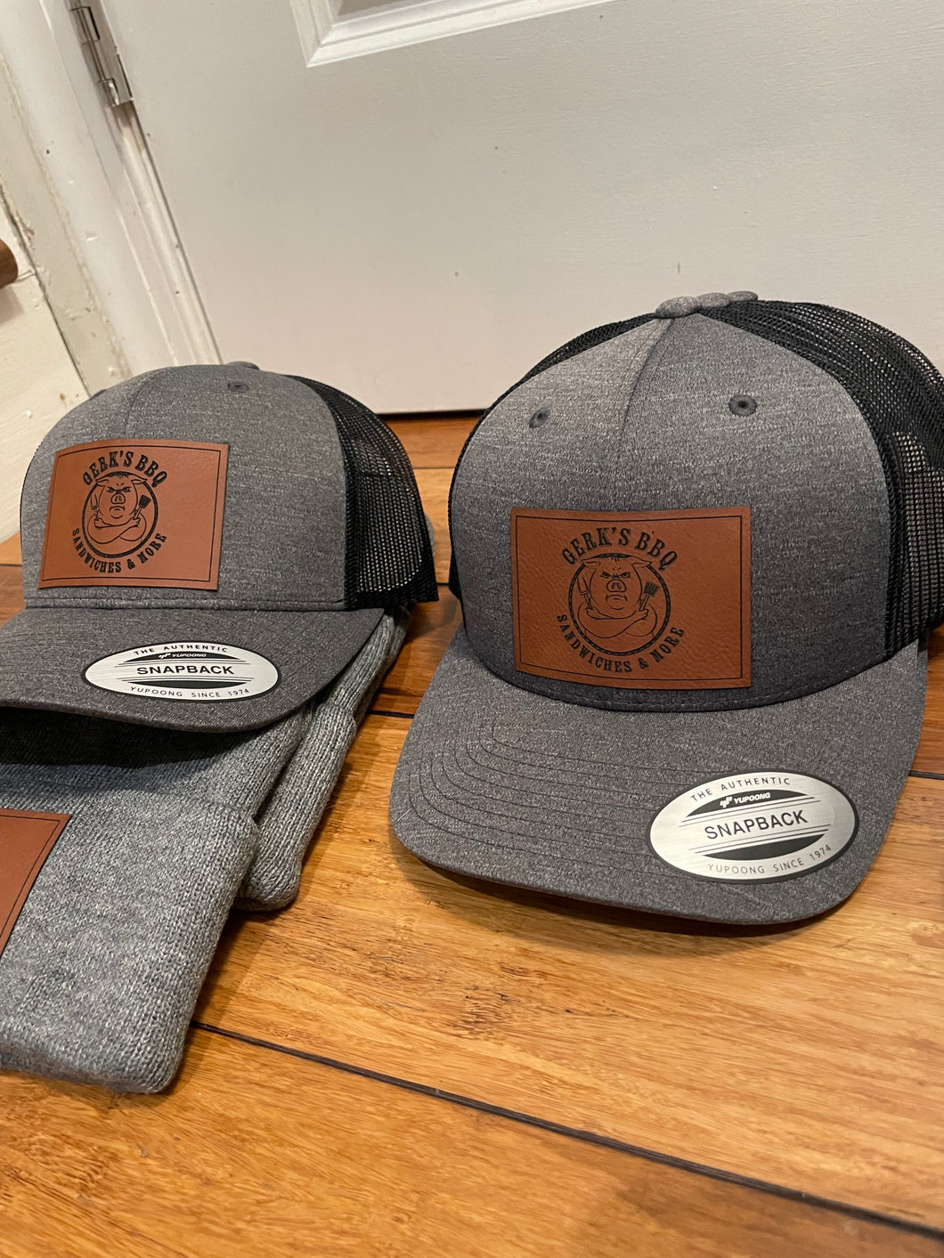 Leather Engraved Logo SnapBack Hats